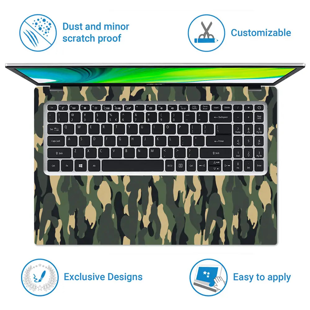 Camouflage Vertical Woodland Laptop Skin - View 5