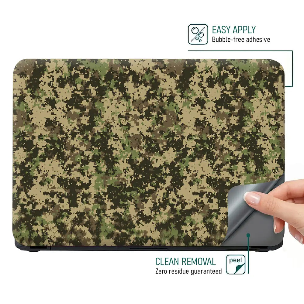 Camouflage Woodland Digital Pixel Laptop Skin - View 4