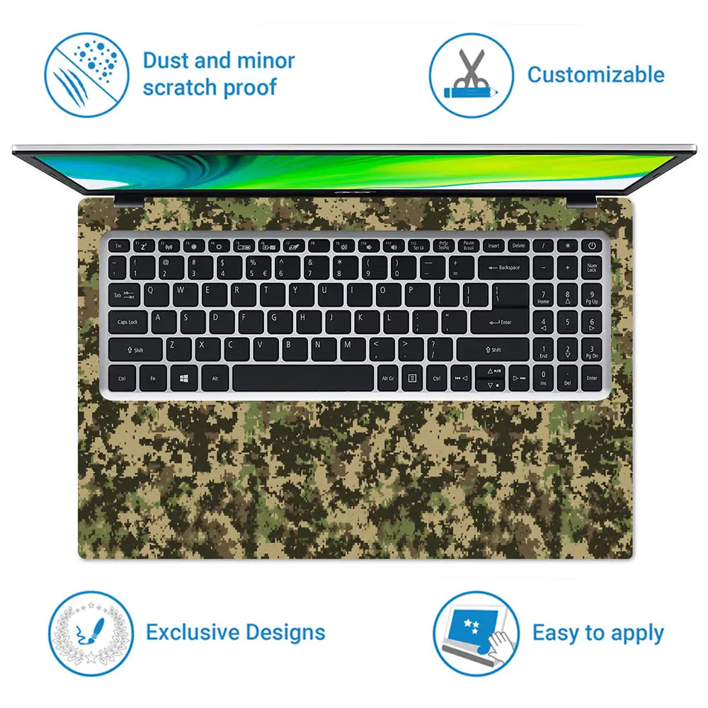 Camouflage Woodland Digital Pixel Laptop Skin - View 5