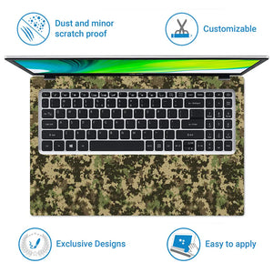 Camouflage Woodland Digital Pixel Laptop Skin - View 5