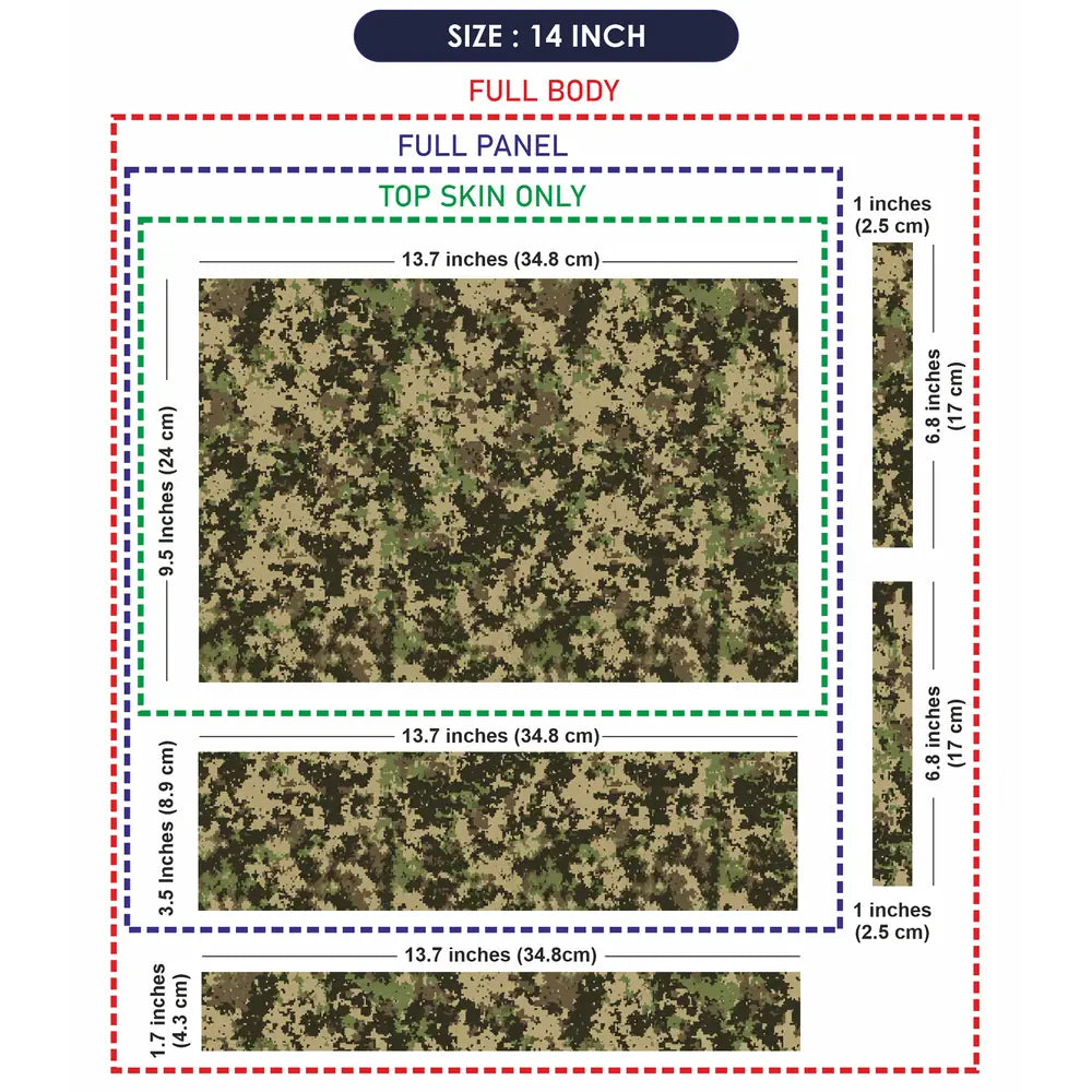 Camouflage Woodland Digital Pixel Laptop Skin - View 7