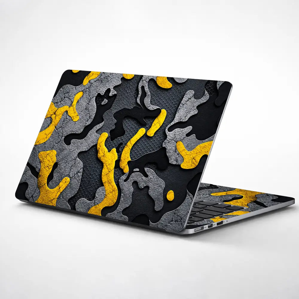 Camouflage Yellow Accent Hex Laptop Skin - View 1