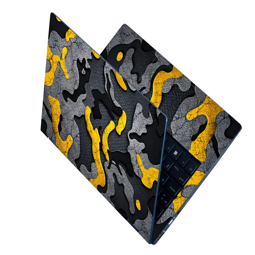 Camouflage Yellow Accent Hex Laptop Skin - View 2