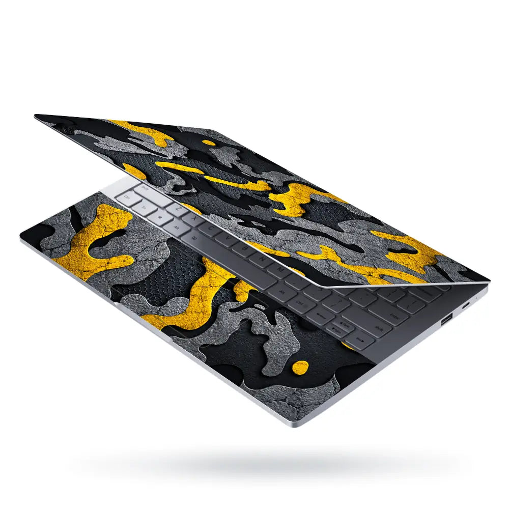 Camouflage Yellow Accent Hex Laptop Skin - View 3