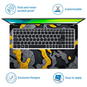 Camouflage Yellow Accent Hex Laptop Skin - View 5