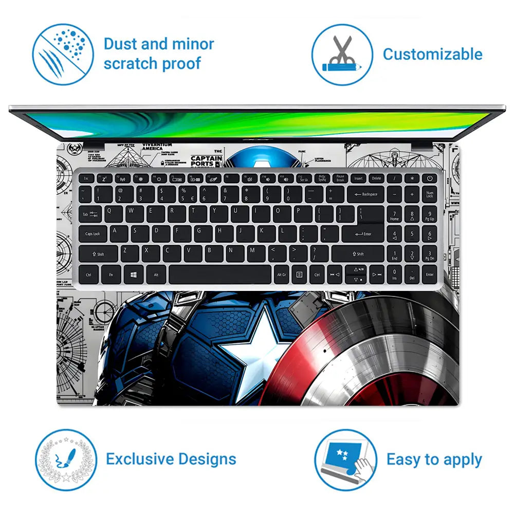 Captain America Comic Pop Art Shield Laptop Skin - View 5