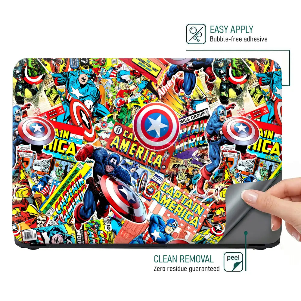 Captain America Marvel Mix Laptop Skin - View 4