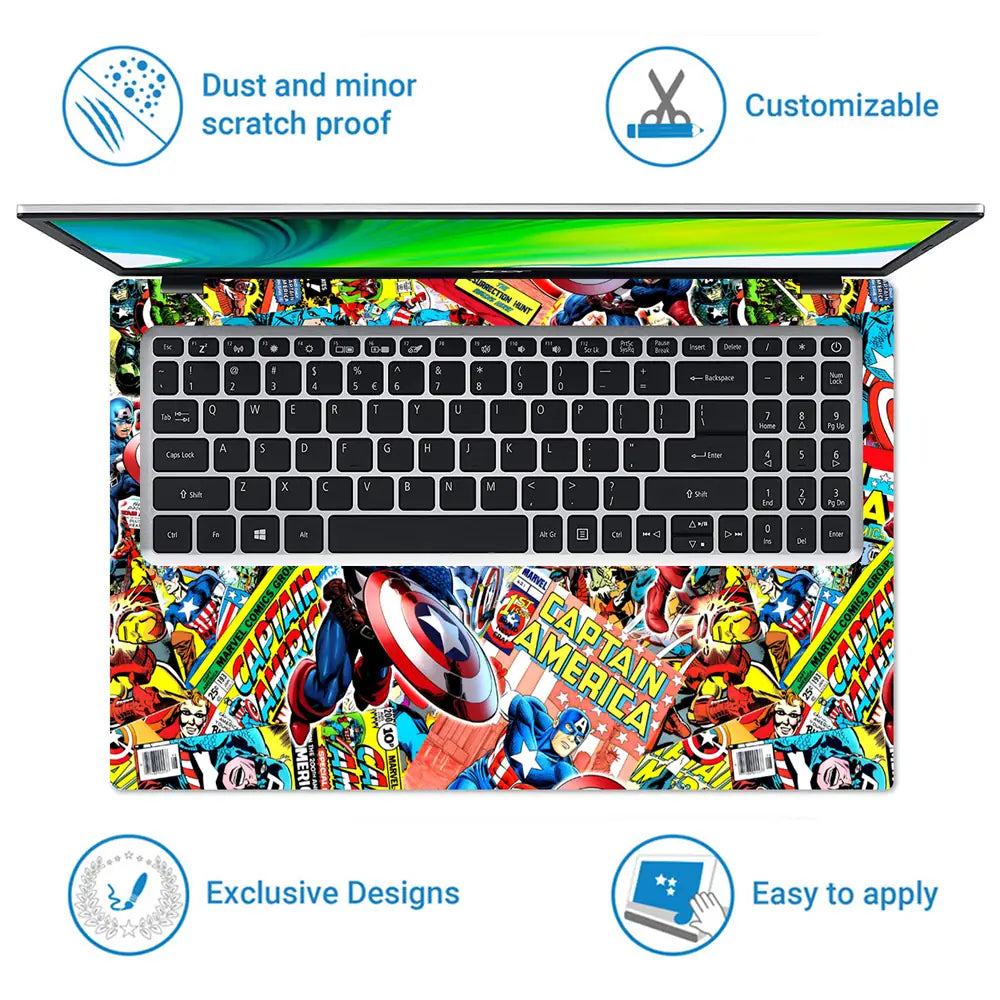 Captain America Marvel Mix Laptop Skin - View 5