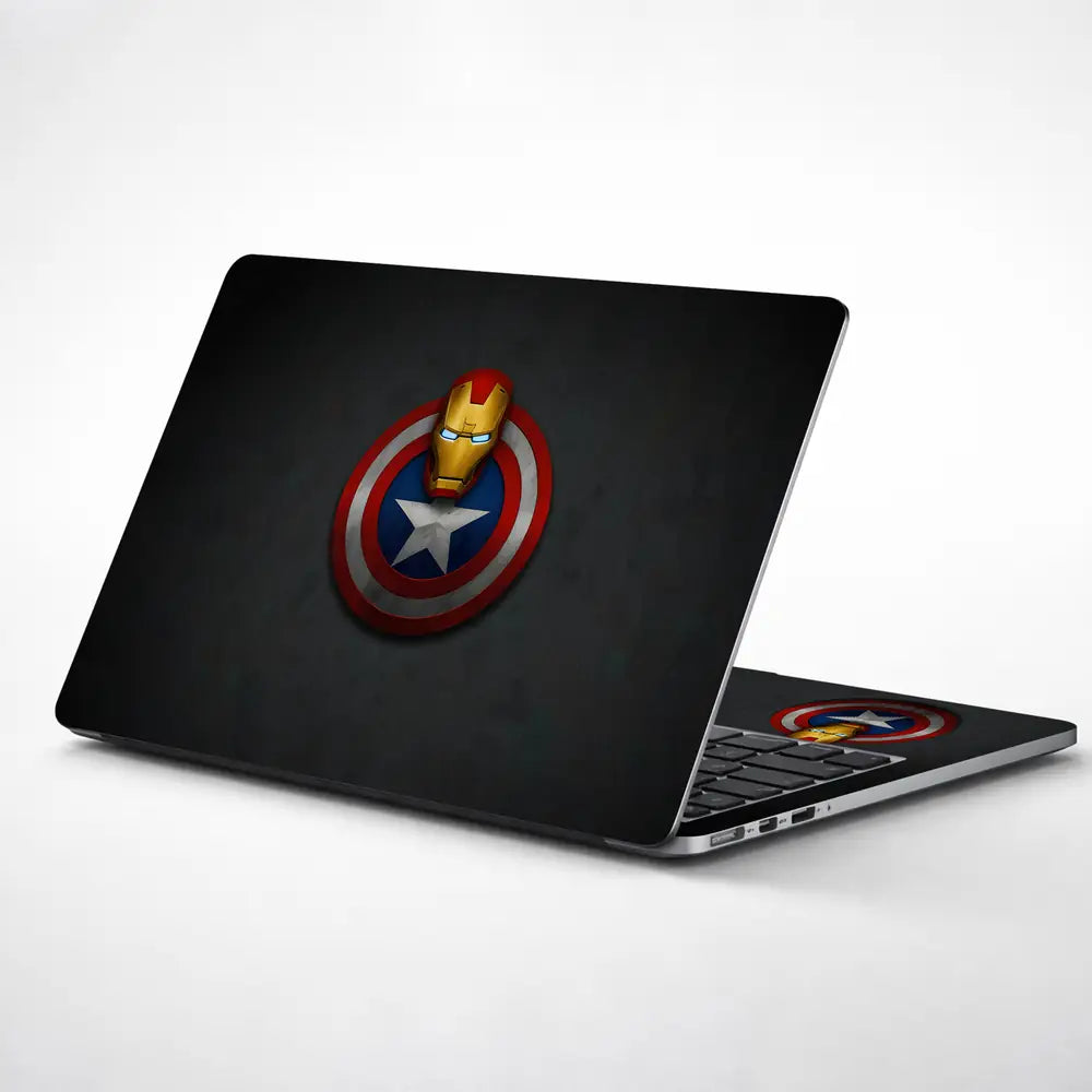 Captain Shield Iron Man Mask Laptop Skin - View 1