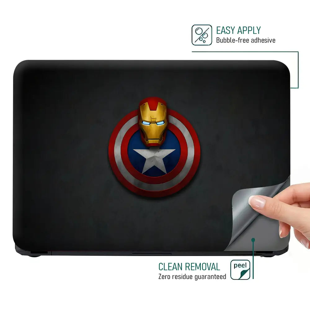 Captain Shield Iron Man Mask Laptop Skin - View 4