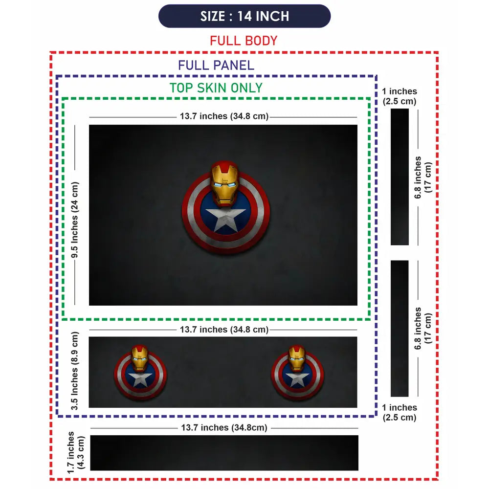 Captain Shield Iron Man Mask Laptop Skin - View 7
