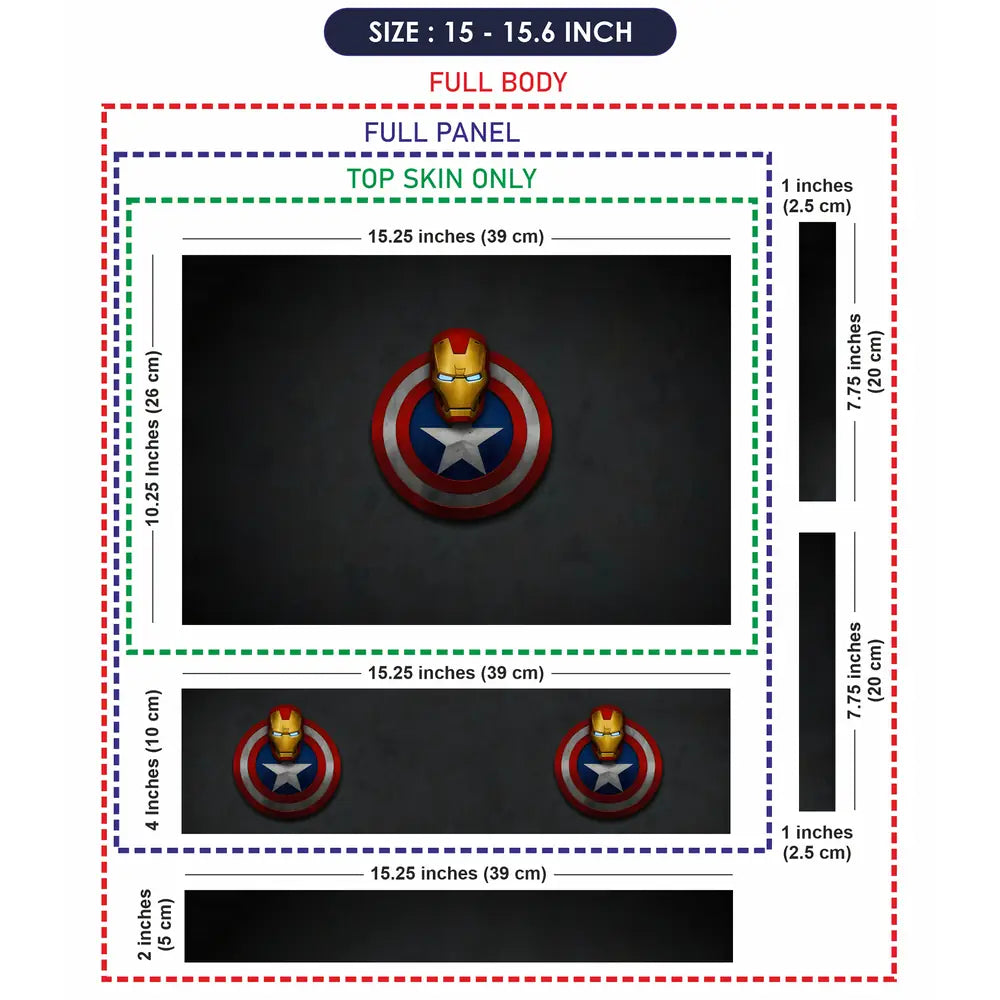 Captain Shield Iron Man Mask Laptop Skin - View 8