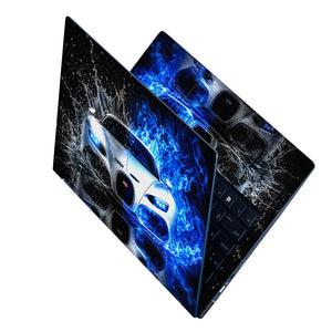 Cars Bugatti Water Splash Blue Flame Laptop Skin - View 2