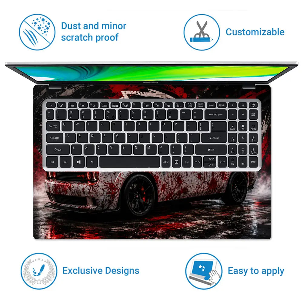 Cars Dodge Challenger Hellcat Blood Laptop Skin - View 5