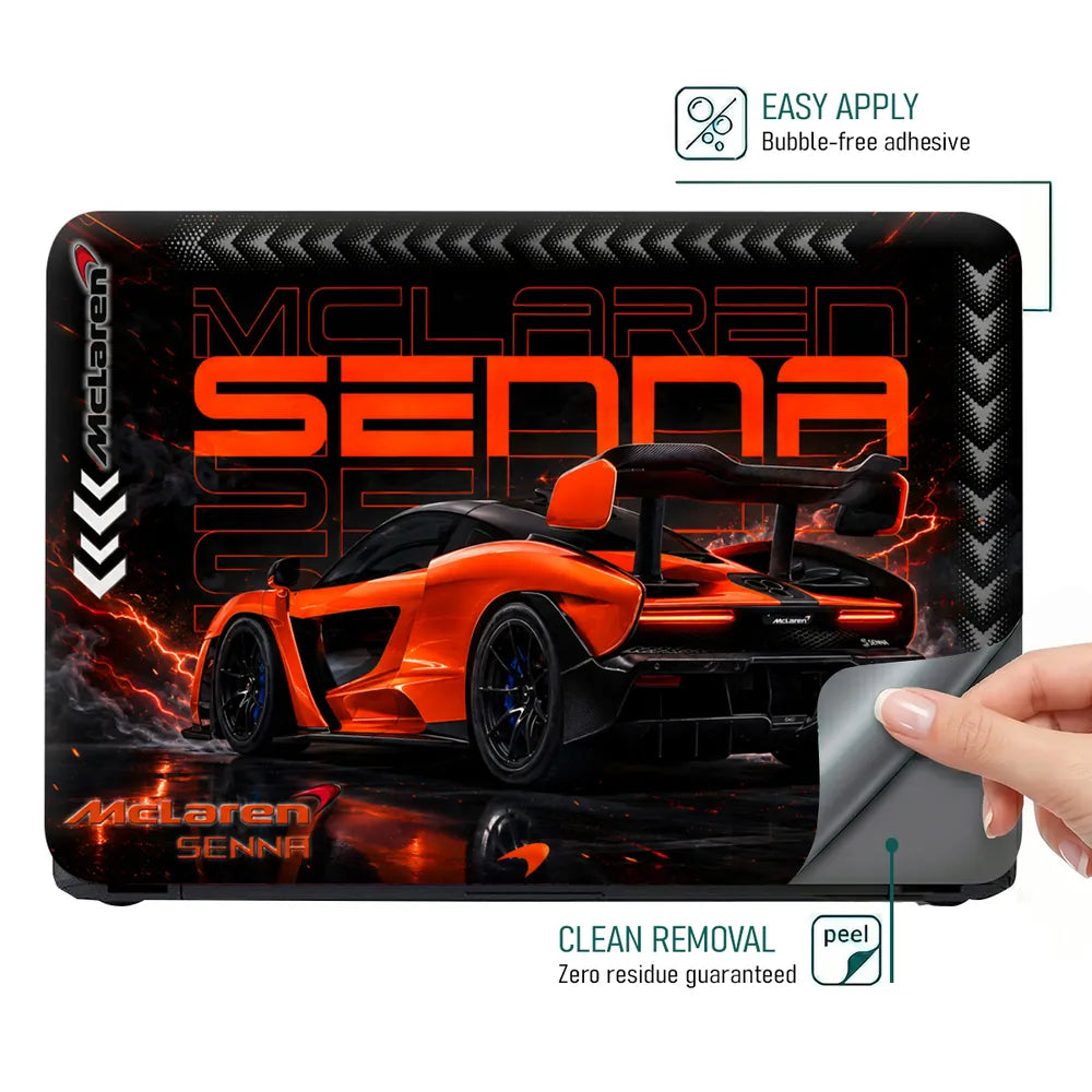 Cars McLaren Senna Orange Rear Lightning Laptop Skin - View 4