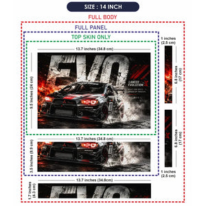 Cars Mitsubishi Evo Lancer Black Red Laptop Skin - View 7