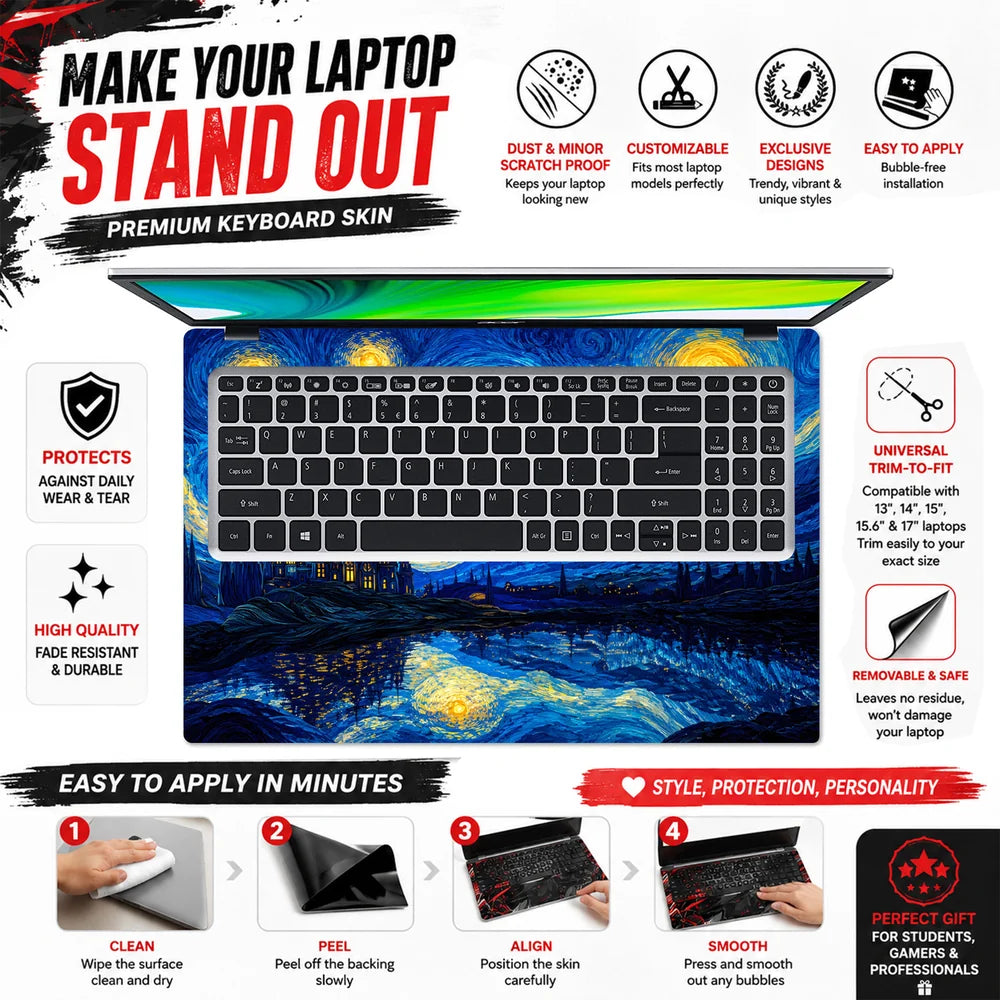 Castle Lake Starry Swirls Laptop Skin - View 5