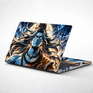 Celestial Shiva Portrait with Cosmic Halo Laptop Skin - View 1