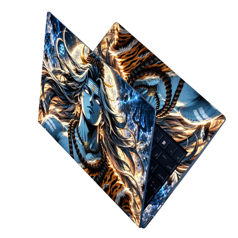 Celestial Shiva Portrait with Cosmic Halo Laptop Skin - View 2