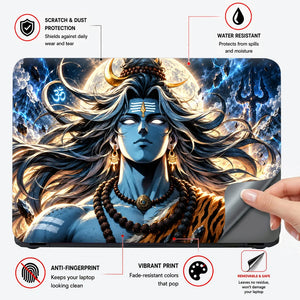 Celestial Shiva Portrait with Cosmic Halo Laptop Skin - View 4