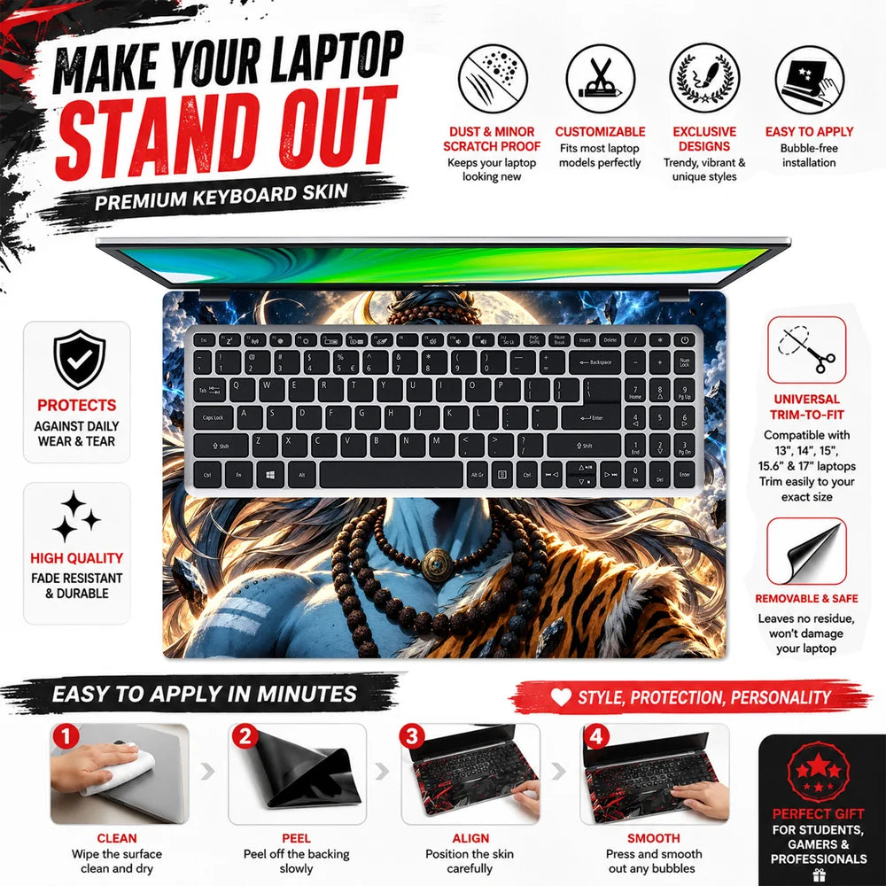 Celestial Shiva Portrait with Cosmic Halo Laptop Skin - View 5