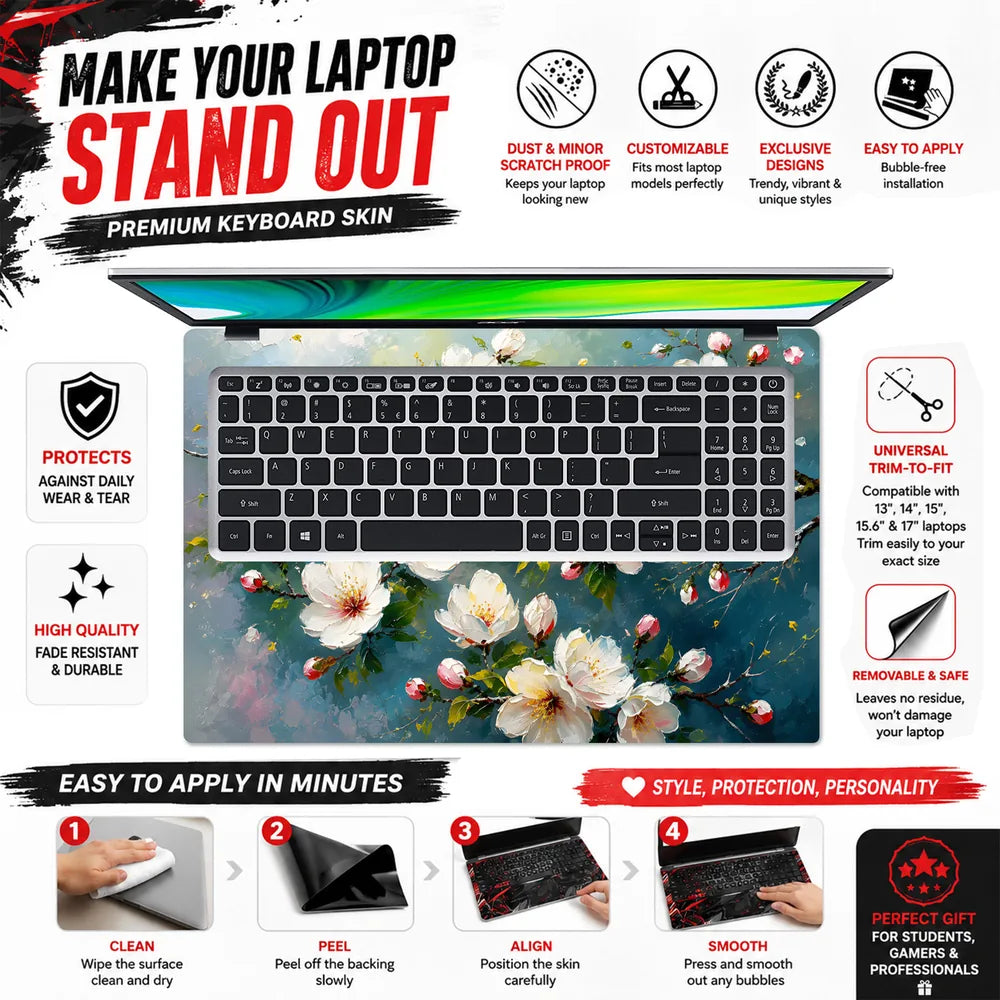 Cherry Blossom Oil Painting Laptop Skin - View 5