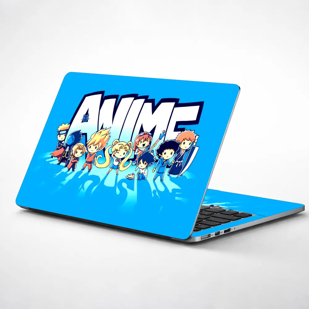 Chibi Anime Heroes Group Poster Laptop Skin - View 1