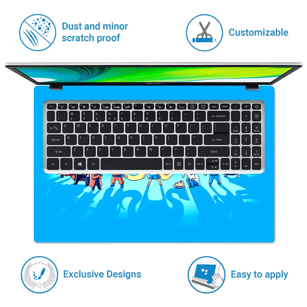 Chibi Anime Heroes Group Poster Laptop Skin - View 5