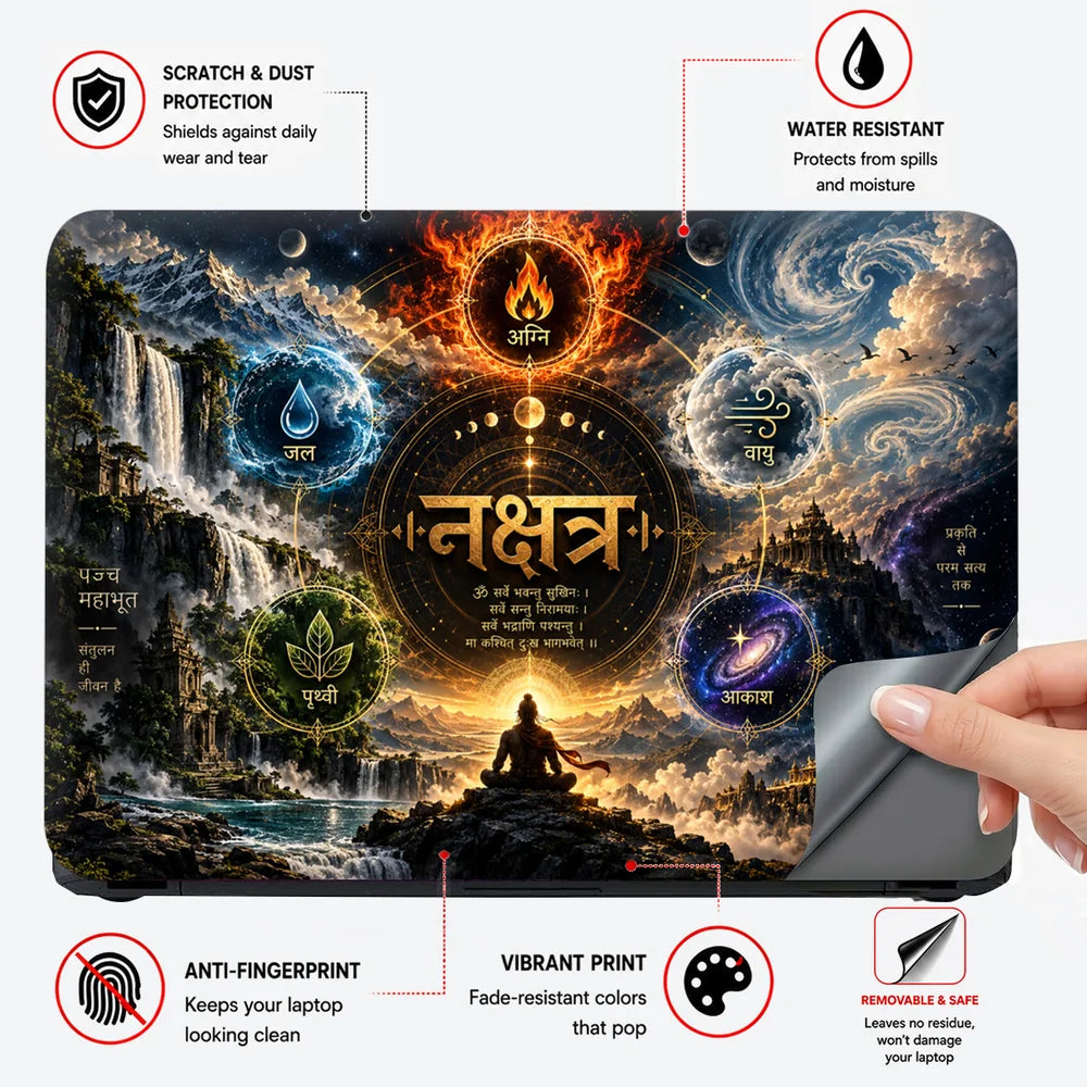 Cosmic Five Elements Mandala Laptop Skin - View 4