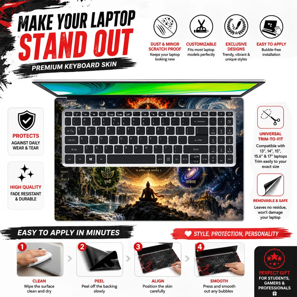 Cosmic Five Elements Mandala Laptop Skin - View 5