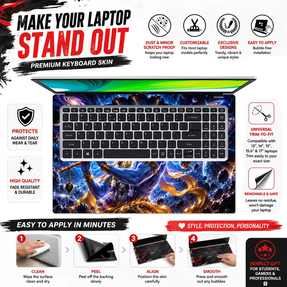Cosmic Krishna and the Celestial Flute Laptop Skin - View 5