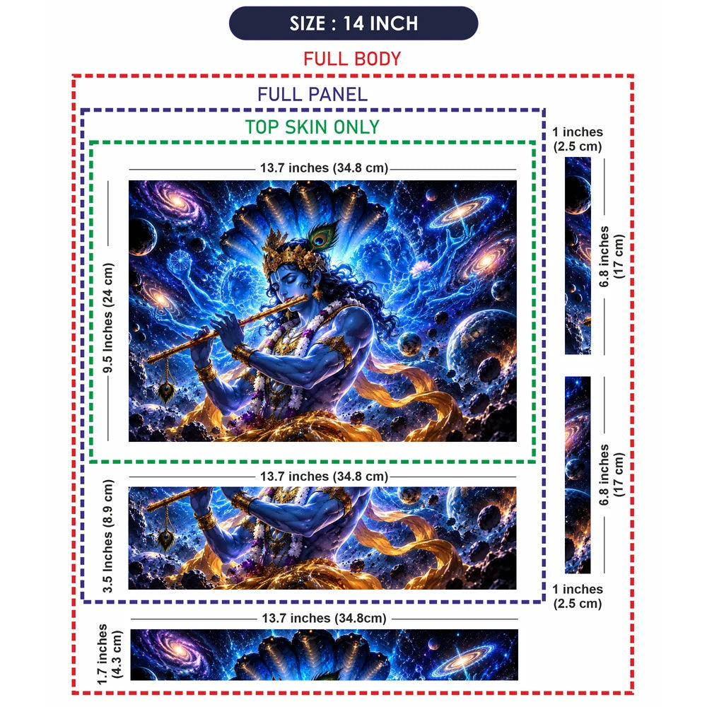 Cosmic Krishna and the Celestial Flute Laptop Skin - View 7