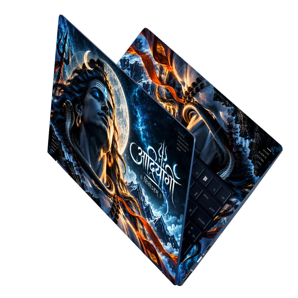 Cosmic Shiva Adiyogi Under the Moon Laptop Skin - View 2