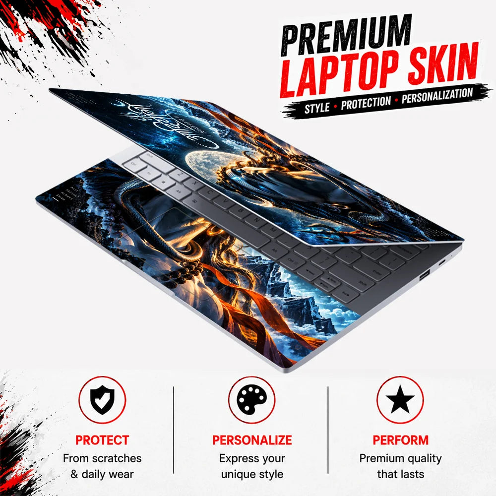 Cosmic Shiva Adiyogi Under the Moon Laptop Skin - View 3