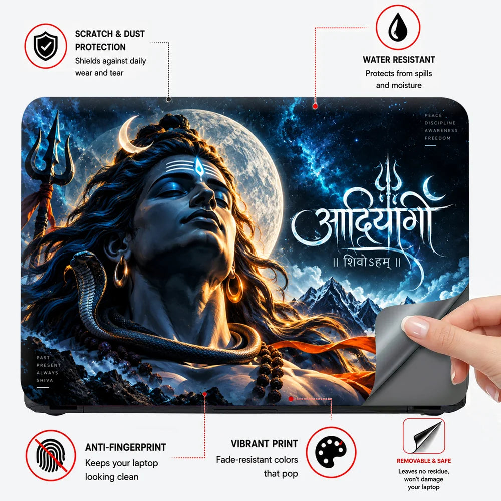 Cosmic Shiva Adiyogi Under the Moon Laptop Skin - View 4