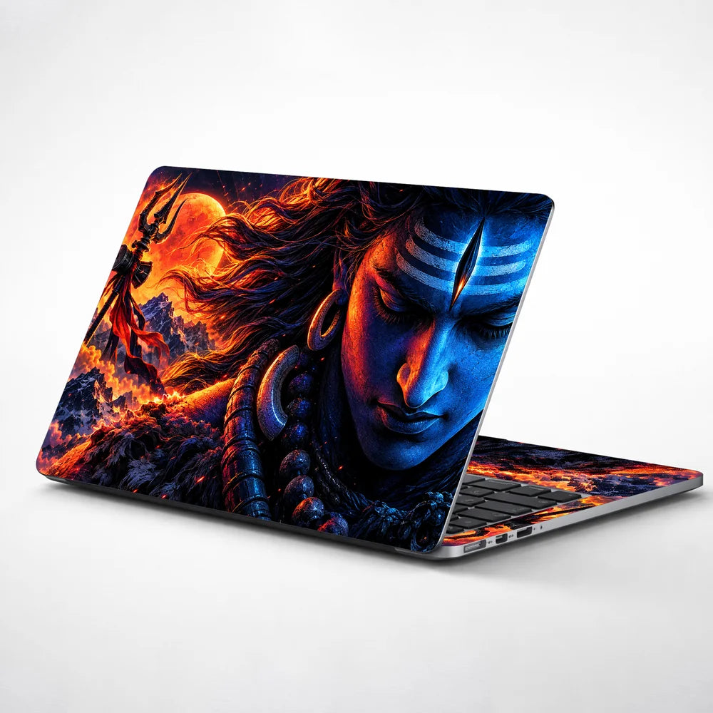 Cosmic Shiva Trident and Firelight Laptop Skin - View 1