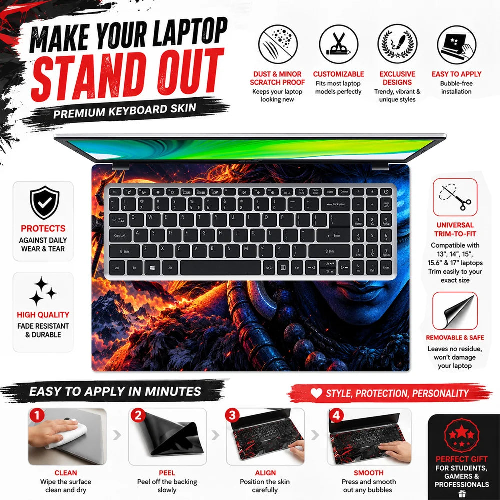 Cosmic Shiva Trident and Firelight Laptop Skin - View 5