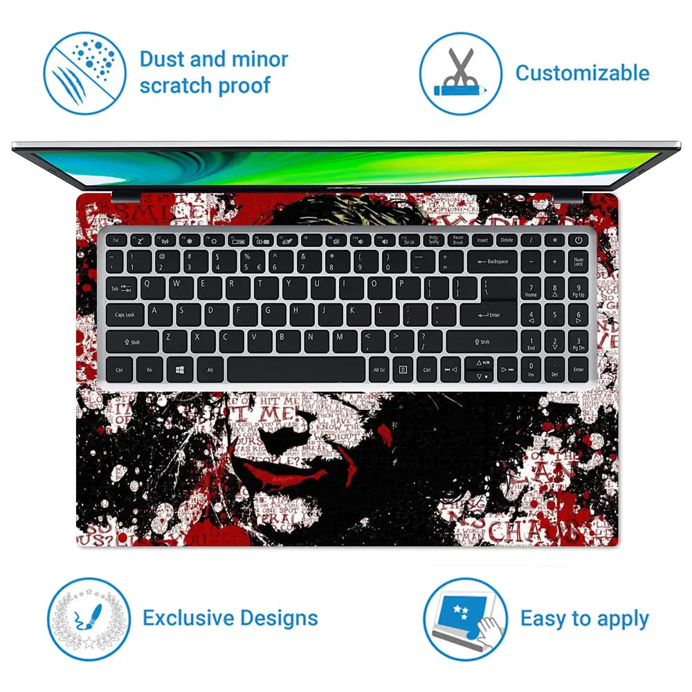 Crazy Joker Red Black Laptop Skin - View 5