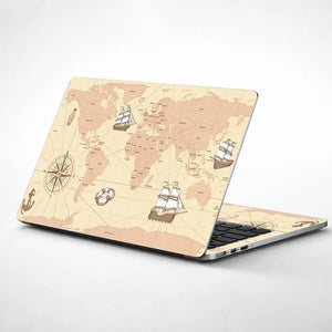 Cream Shaded World Map Laptop Skin - View 1