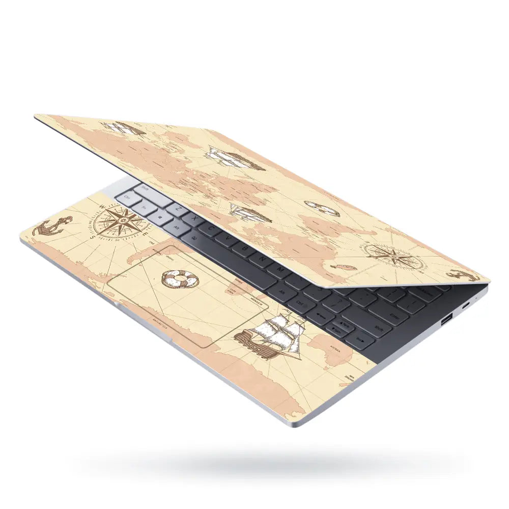 Cream Shaded World Map Laptop Skin - View 3