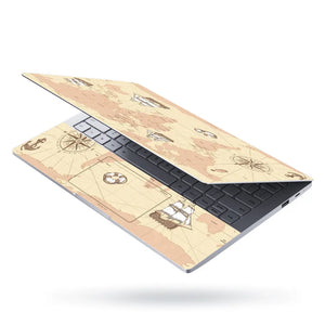 Cream Shaded World Map Laptop Skin - View 3