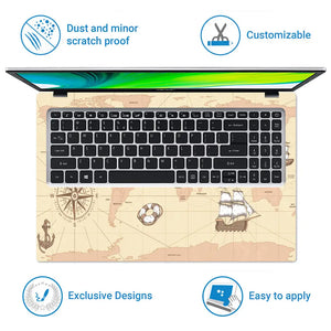 Cream Shaded World Map Laptop Skin - View 5