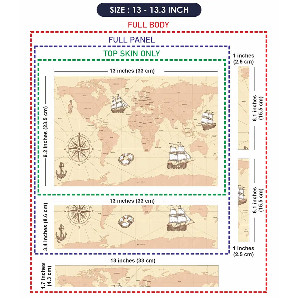 Cream Shaded World Map Laptop Skin - View 6