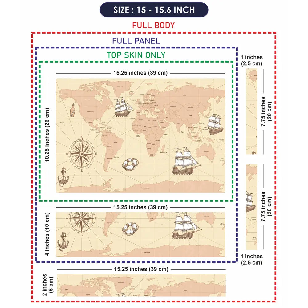 Cream Shaded World Map Laptop Skin - View 8