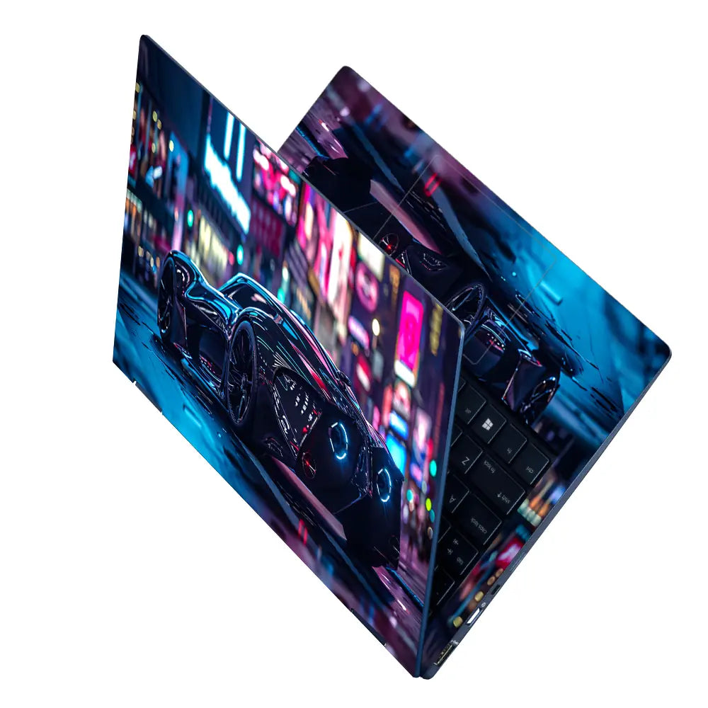 Cyber Sports Car Night Laptop Skin - View 2