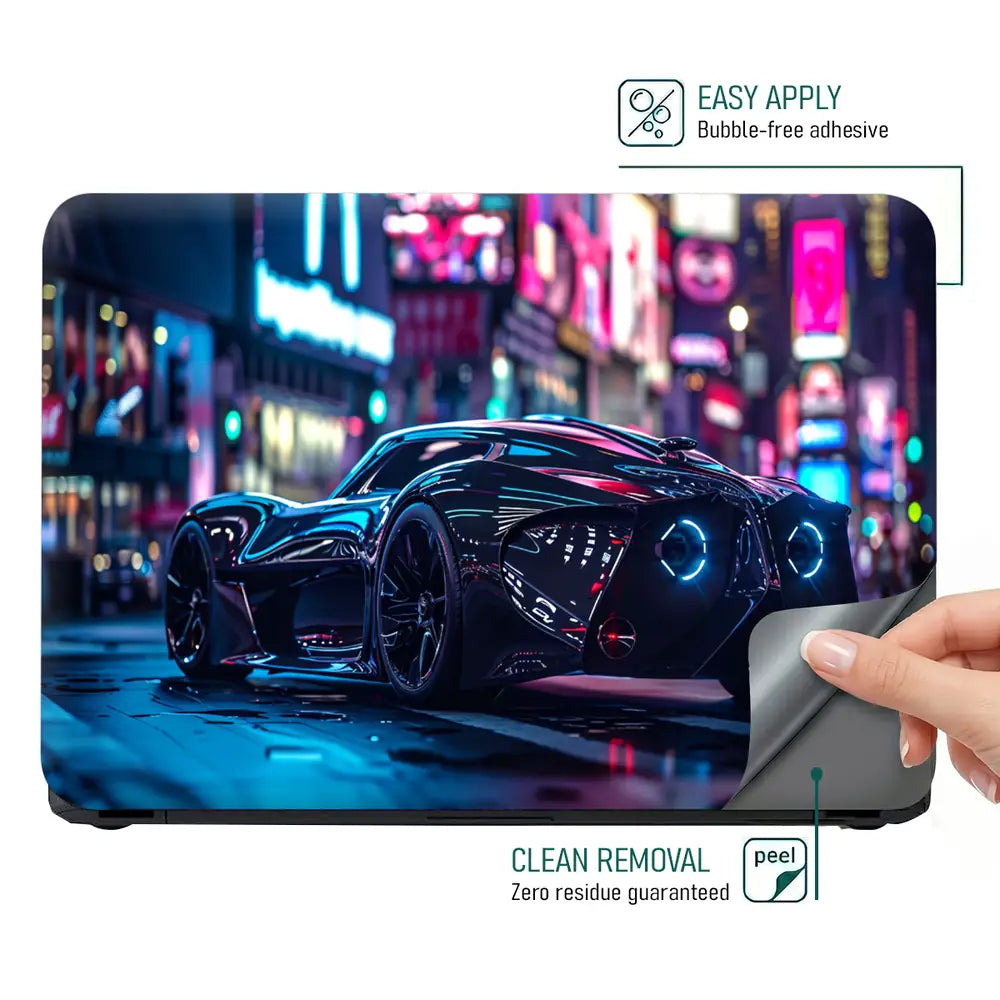 Cyber Sports Car Night Laptop Skin - View 4