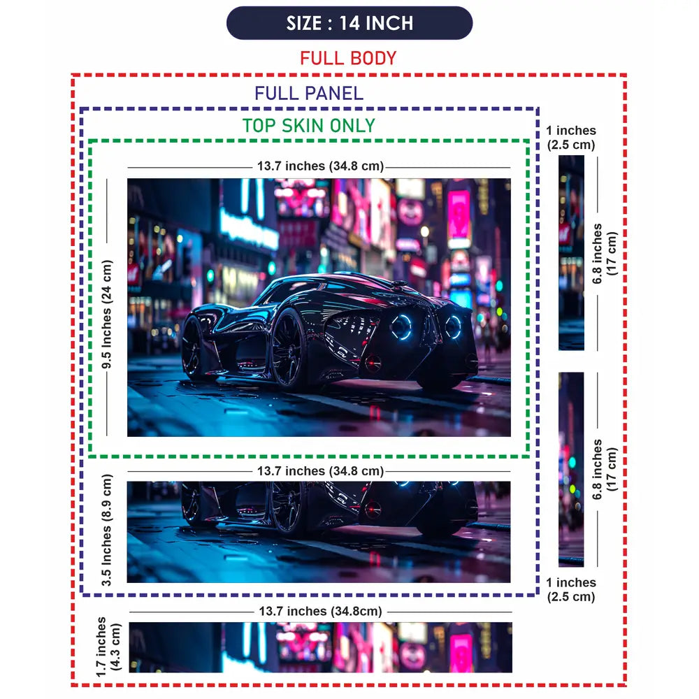 Cyber Sports Car Night Laptop Skin - View 7