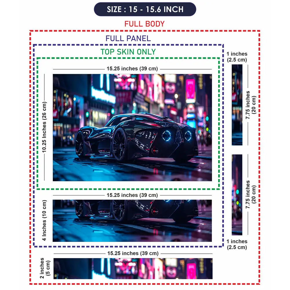 Cyber Sports Car Night Laptop Skin - View 8