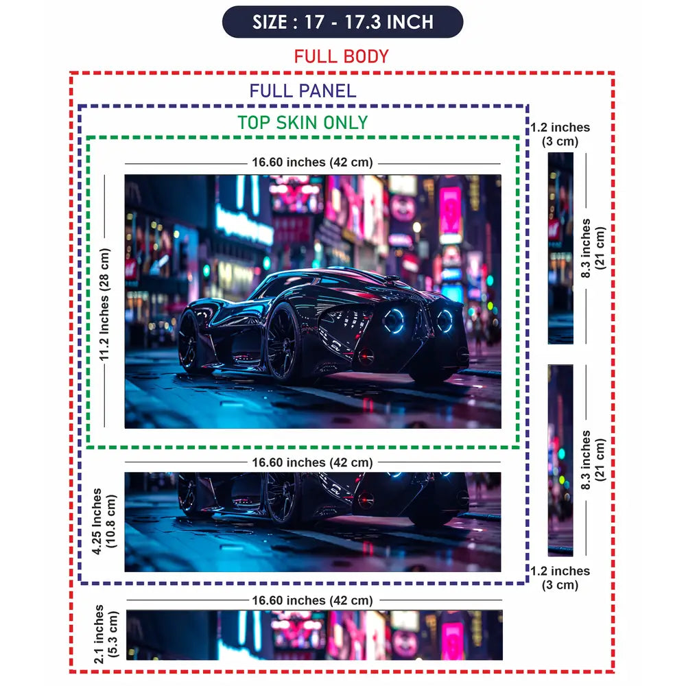 Cyber Sports Car Night Laptop Skin - View 9