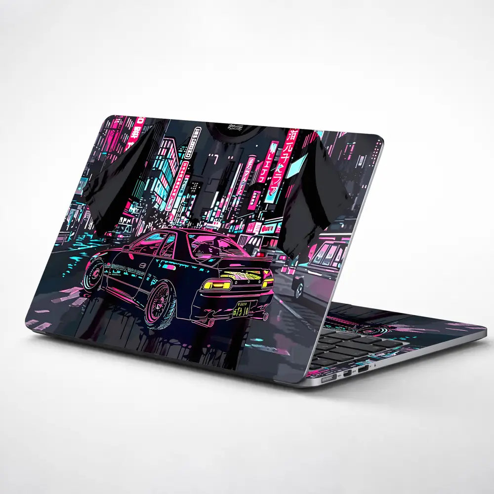 Cyberpunk City Drive Laptop Skin - View 1